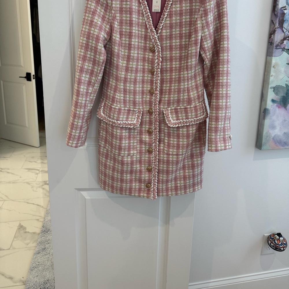 Anthropology Pink Plaid Coat Dress